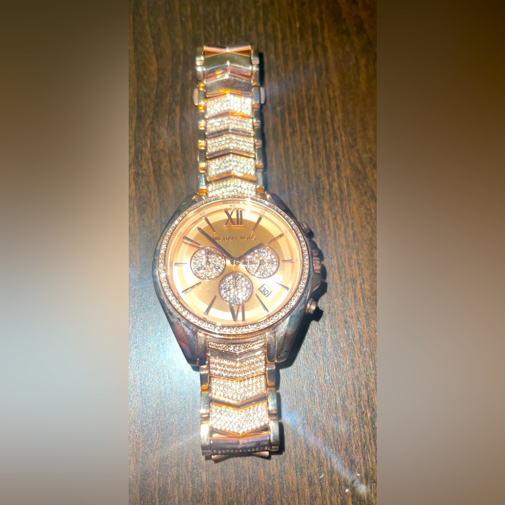 Michael Kors Woman’s  Watch in Rose Gold with Crystal Details like new with box